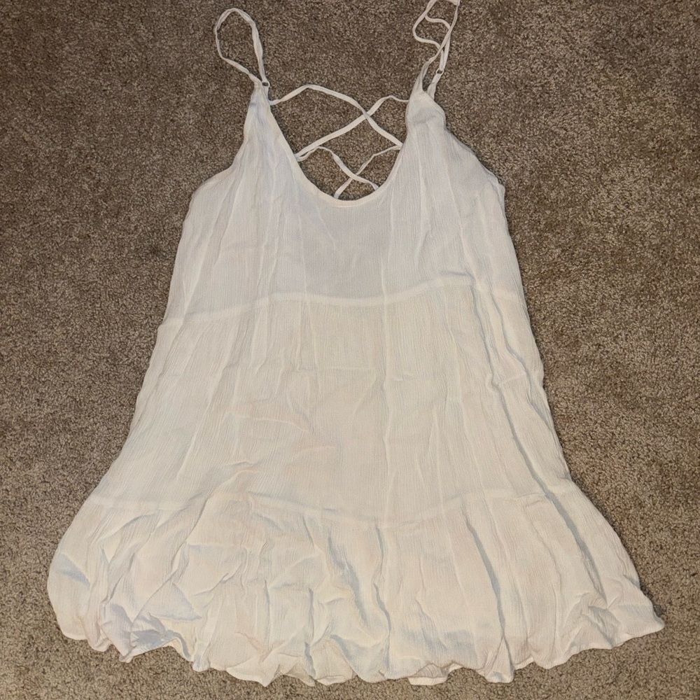 White Babydoll Crisscross Back Dress and Backless Red Summer Dress